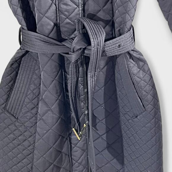 Cole Haan Jacket Quilted Black Belted Coat Women’s XS - Picture 3 of 7